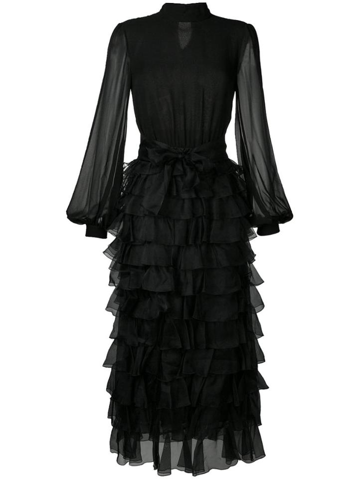 Giambattista Valli Tiered Ruffle Maxi Dress - Black