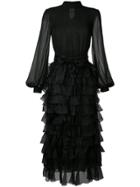 Giambattista Valli Tiered Ruffle Maxi Dress - Black