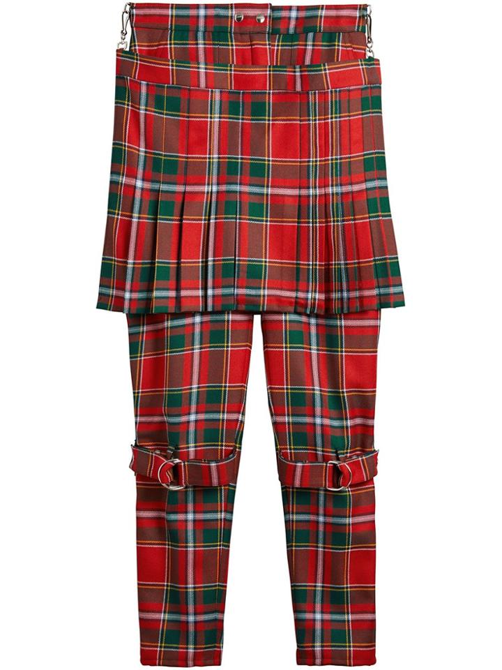 Burberry Modern Stewart Royal Tartan Punk Trousers - Red