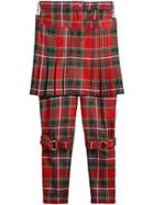 Burberry Modern Stewart Royal Tartan Punk Trousers - Red