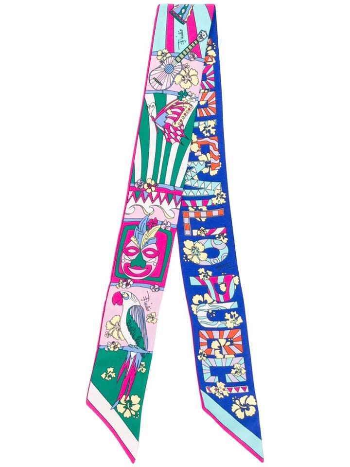 Emilio Pucci Printed Silk Scarf - Blue