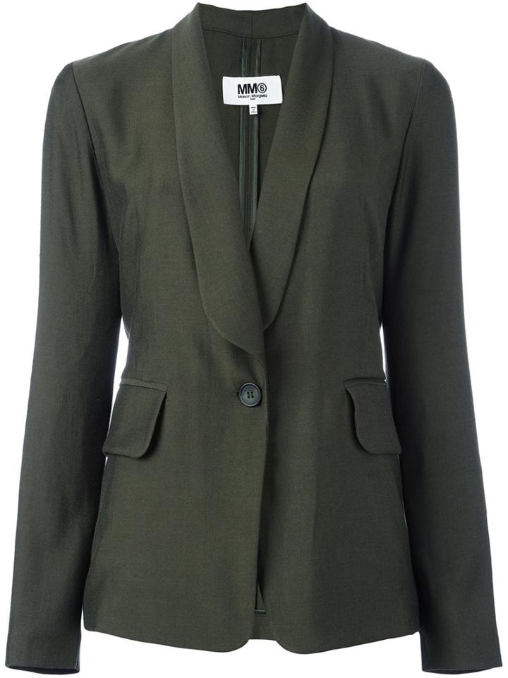 Mm6 Maison Margiela Shawl Lapel Blazer, Women's, Size: 44, Green, Viscose/wool