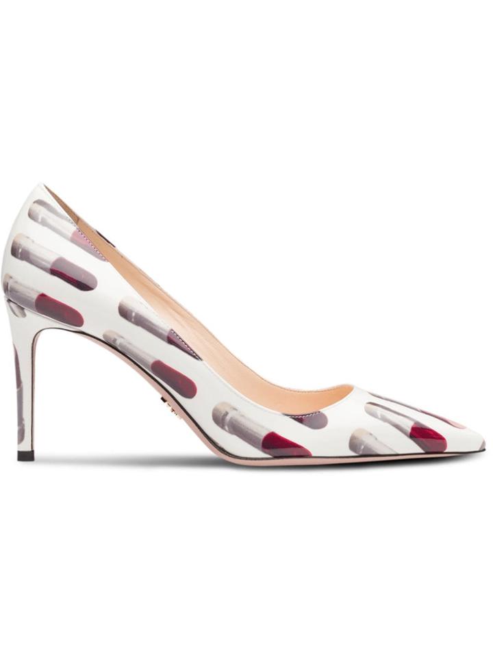 Prada Lipstick Print Pumps - White