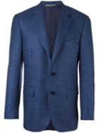 Canali Houndstooth Pattern Blazer, Men's, Size: 56, Blue, Cupro/wool
