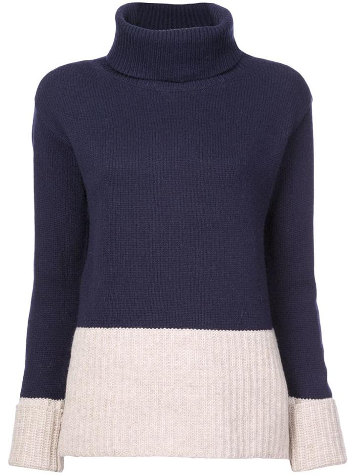 Derek Lam 10 Crosby Turtleneck Sweater With Contrast Rib Detail - Blue