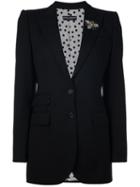 Dolce & Gabbana Bee Appliqué Blazer, Women's, Size: 38, Black, Silk/acrylic/polyamide/glass