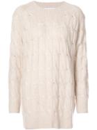 Ryan Roche Oversized Cable Knit Sweater - White