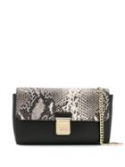 Lancaster Snake Print Shoulder Bag - Black