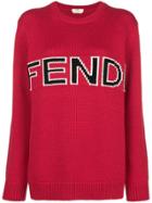 Fendi Logo Patch Sweater - Red