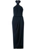 Shona Joy Wrap Style Halterneck Dress - Blue