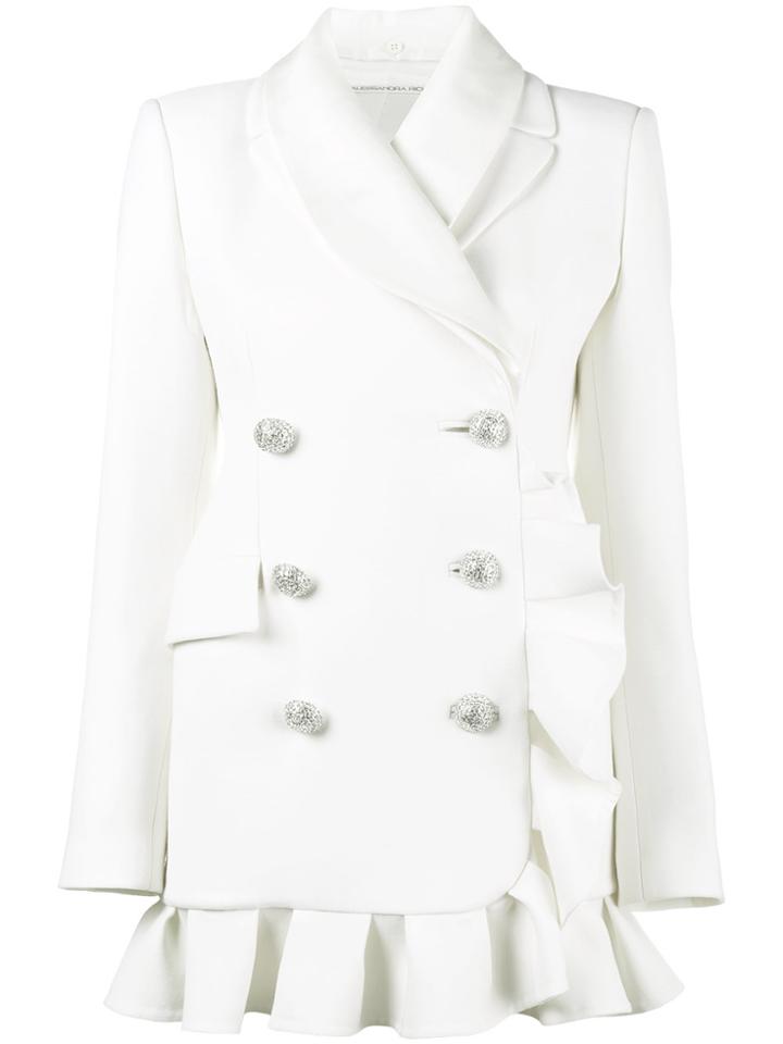 Alessandra Rich Ruffled Blazer Mini Dress - White