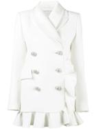 Alessandra Rich Ruffled Blazer Mini Dress - White