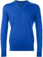 Ermenegildo Zegna V-neck Jumper, Men's, Size: 56, Blue, Silk/cashmere