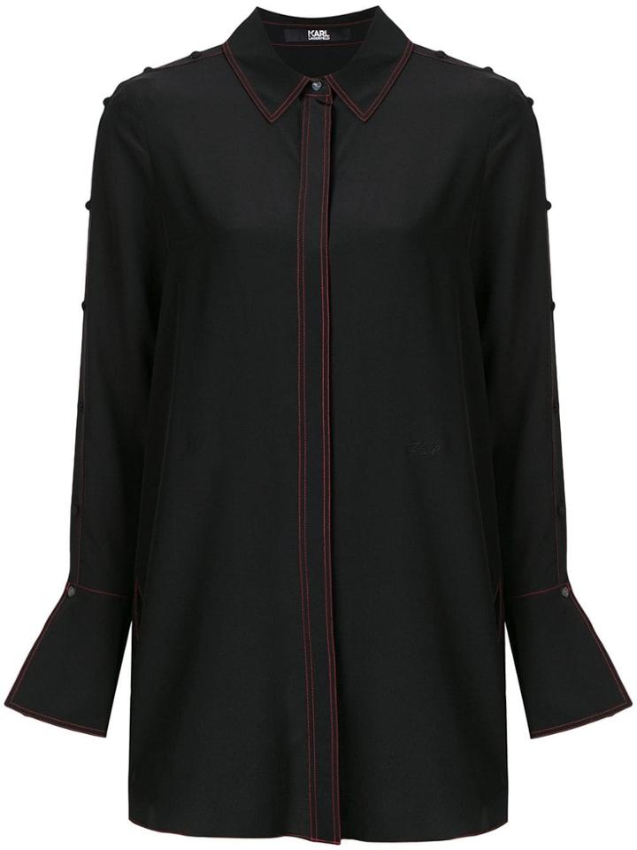 Karl Lagerfeld Button Detailed Tunic Shirt - Black