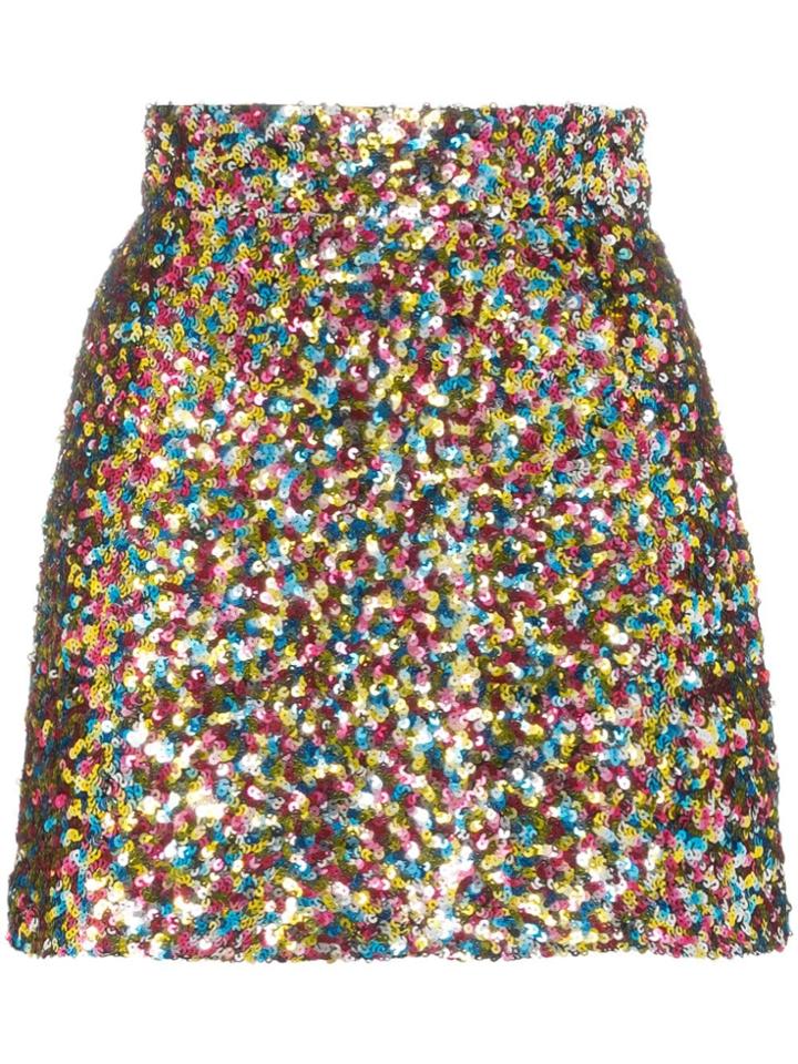 Attico Sequin-embellished Mini Skirt - 021 Multicoloured