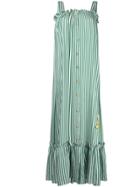 Adriana Degreas Striped Banana Embroidered Maxi Dress - Green