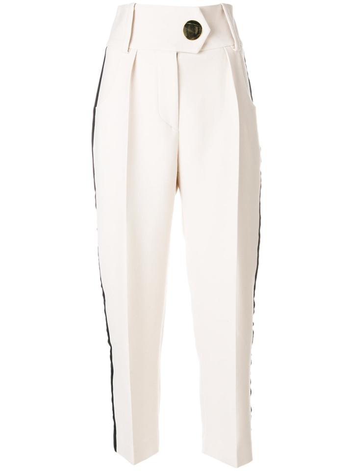 Petar Petrov Cropped Side Panel Trousers - White