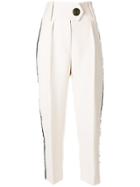 Petar Petrov Cropped Side Panel Trousers - White
