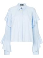 Ellery Voltaire Frill Sleeve Shirt - Blue