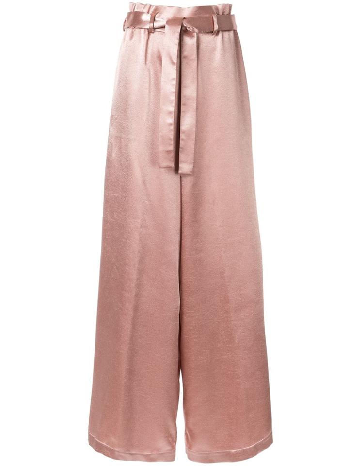Osman Belted Wide Leg Trousers - Pink