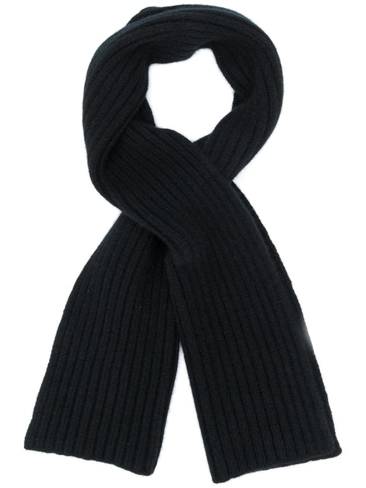 Pringle Of Scotland Ribbed Cross-over Scarf - Black