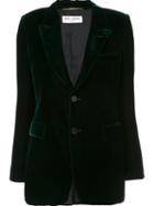 Saint Laurent 'angie' Velvet Blazer, Women's, Size: 40, Green, Silk/cotton/cupro/viscose