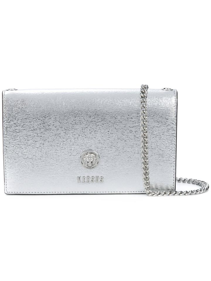 Versus Logo Plaque Shoulder Bag - Metallic