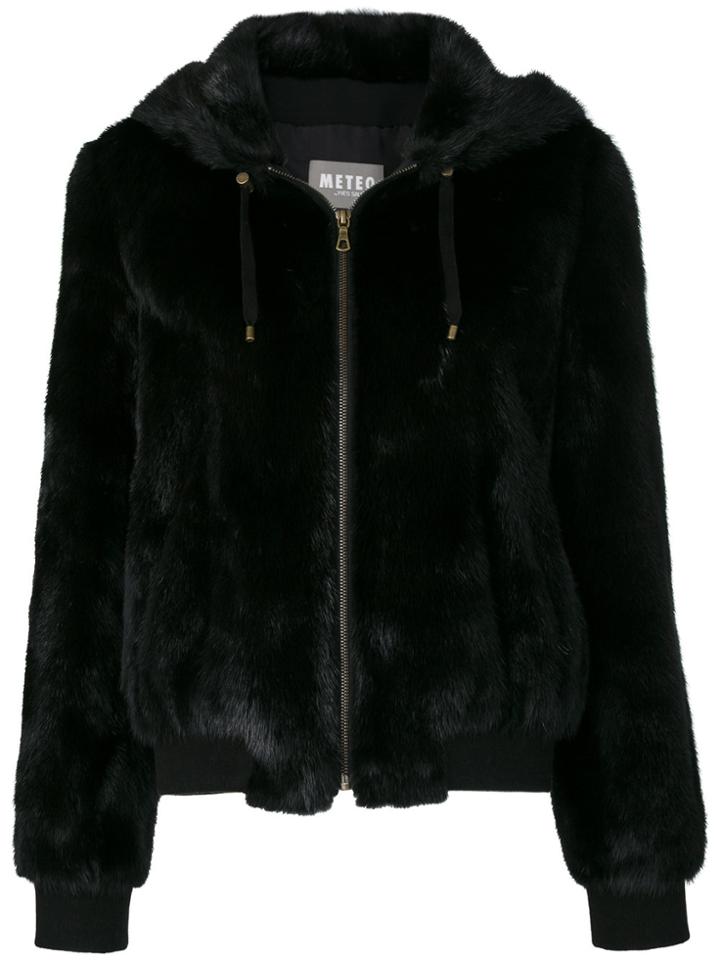 Meteo By Yves Salomon Zipped Hooded Jacket - Black