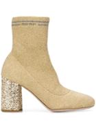 Miu Miu Knit Fabric Boots - Gold