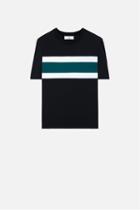 Ami Alexandre Mattiussi Striped T-shirt, Men's, Size: Medium, Black, Cotton/acrylic/polyamide