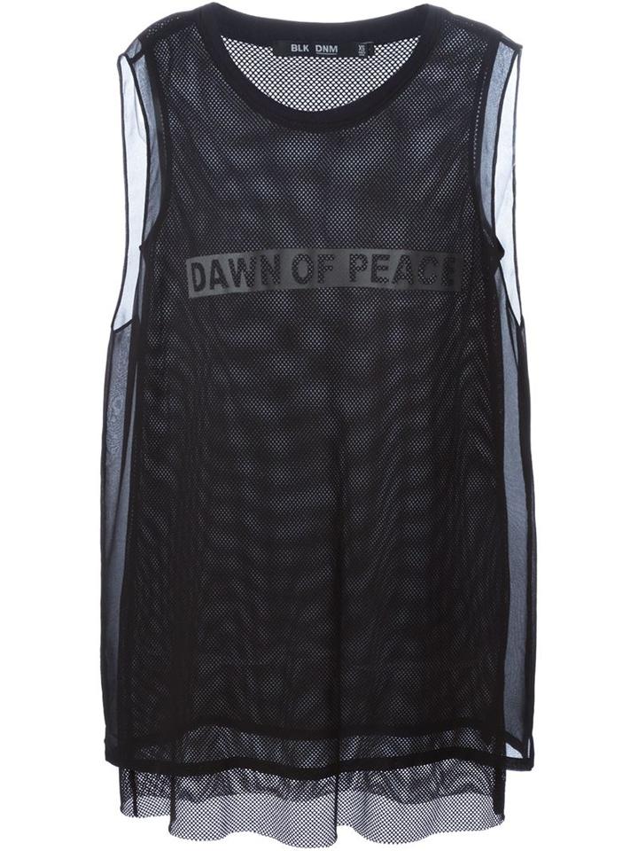 Blk Dnm Dawn Of Peace Print Mesh Top, Women's, Size: Small, Black, Silk/polyester/cotton