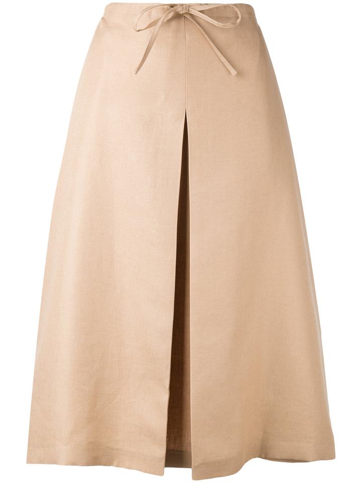 Jil Sander - Midi Full Skirt - Women - Linen/flax - 36, Nude/neutrals, Linen/flax