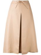 Jil Sander - Midi Full Skirt - Women - Linen/flax - 36, Nude/neutrals, Linen/flax