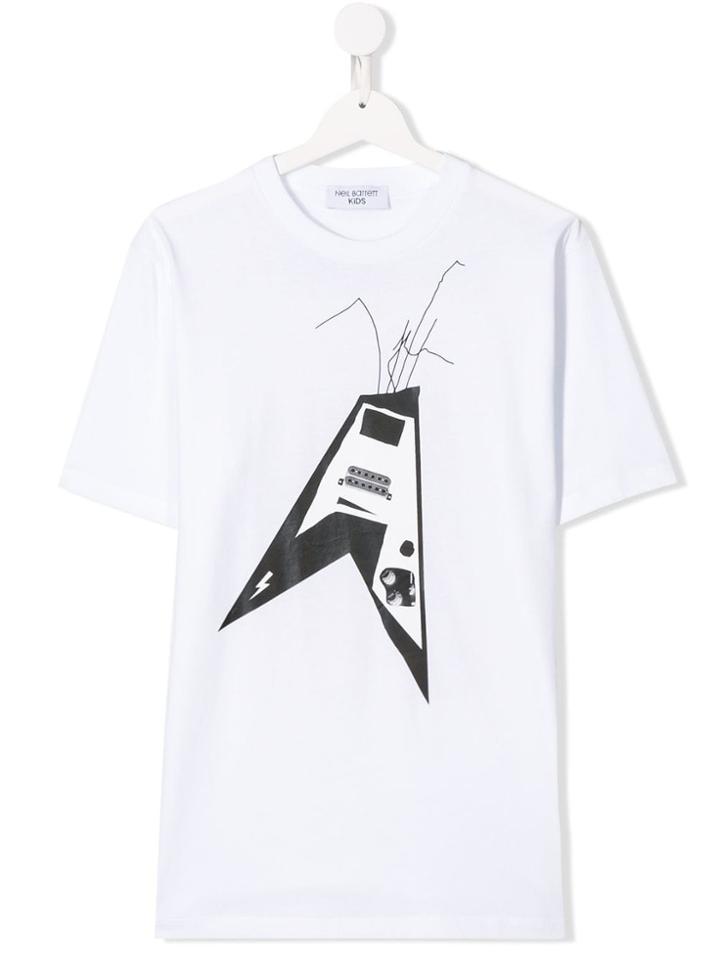 Neil Barrett Kids Teen Guitar Print T-shirt - White