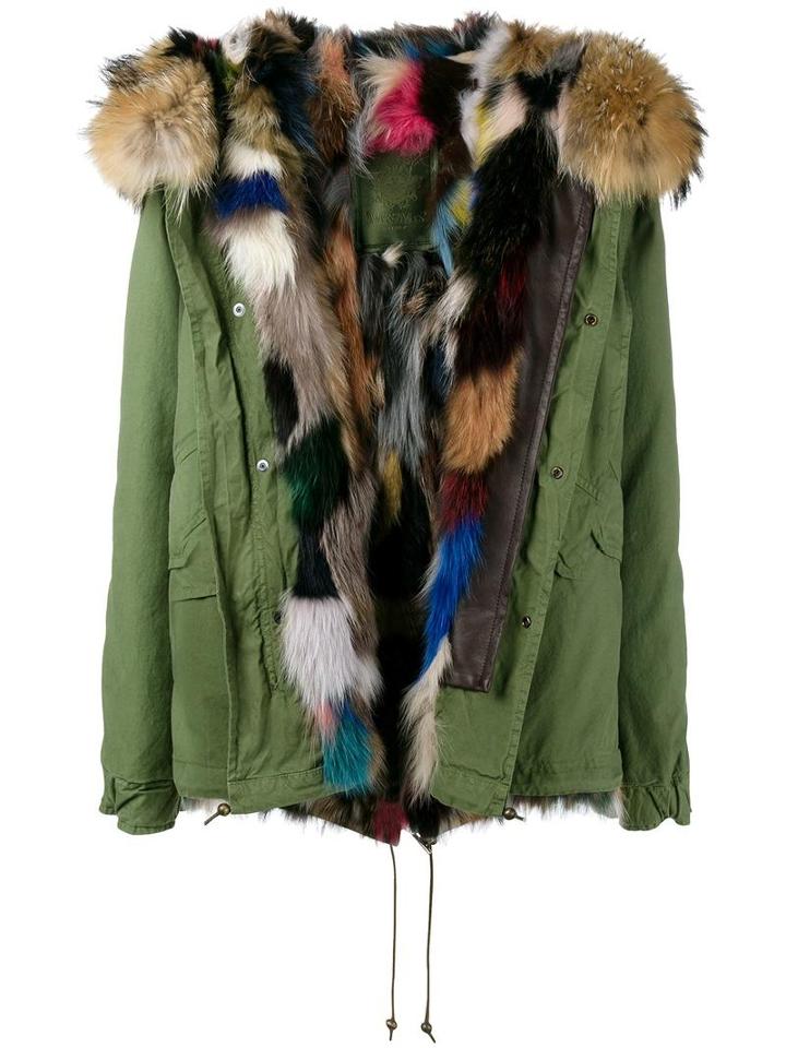 Mr & Mrs Italy Fox And Raccoon Fur Lined Parka, Women's, Size: Xs, Green, Cotton/lamb Skin/fox Fur/racoon Fur