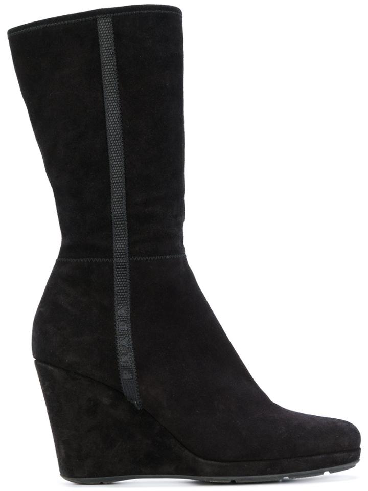 Prada Vintage Wedge Boots - Black