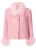 Saks Potts Fur-cuff Fitted Jacket - Pink & Purple