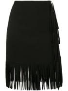 Msgm Fringe Midi Skirt - Black