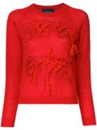 Embroidered Sweatshirt - Women - Silk/cashmere/merino - S, Red, Silk/cashmere/merino, Simone Rocha