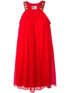 Lanvin Embellished Dress, Women's, Size: Small, Red, Silk/acrylic/viscose/wood