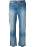 Valentino Rockstud Cropped Jeans, Women's, Size: 28, Blue, Cotton/spandex/elastane/polyester