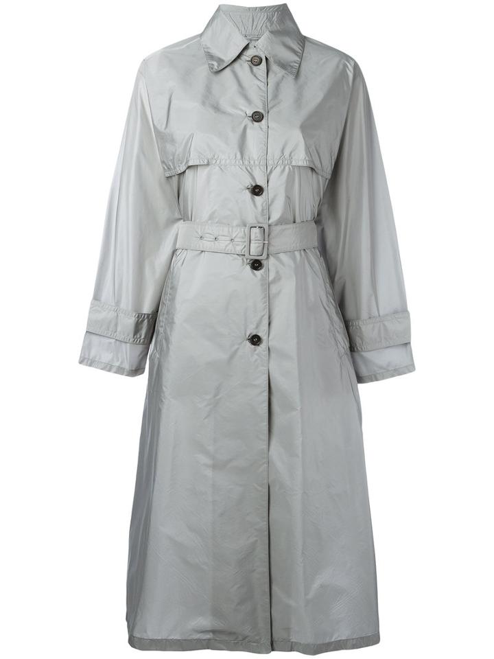 Prada Longline Trench Coat, Women's, Size: 36, Grey, Polyamide