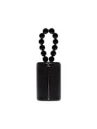 Building Block Cylindrical Bag With Beaded Bracelet Handle - Black