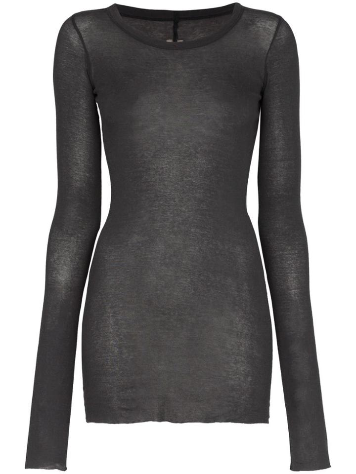 Rick Owens Long Sleeved Fitted Cotton T-shirt - Grey