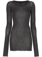 Rick Owens Long Sleeved Fitted Cotton T-shirt - Grey