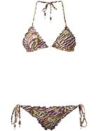 Amir Slama Printed Triangle Bikini Set, Women's, Size: Gg, Elastodiene