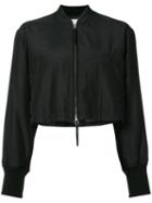T By Alexander Wang - Cropped Bomber Jacket - Women - Silk/cotton - 2, Black, Silk/cotton
