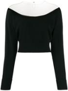 Alexander Wang Sheer Panel Cropped Top - Black