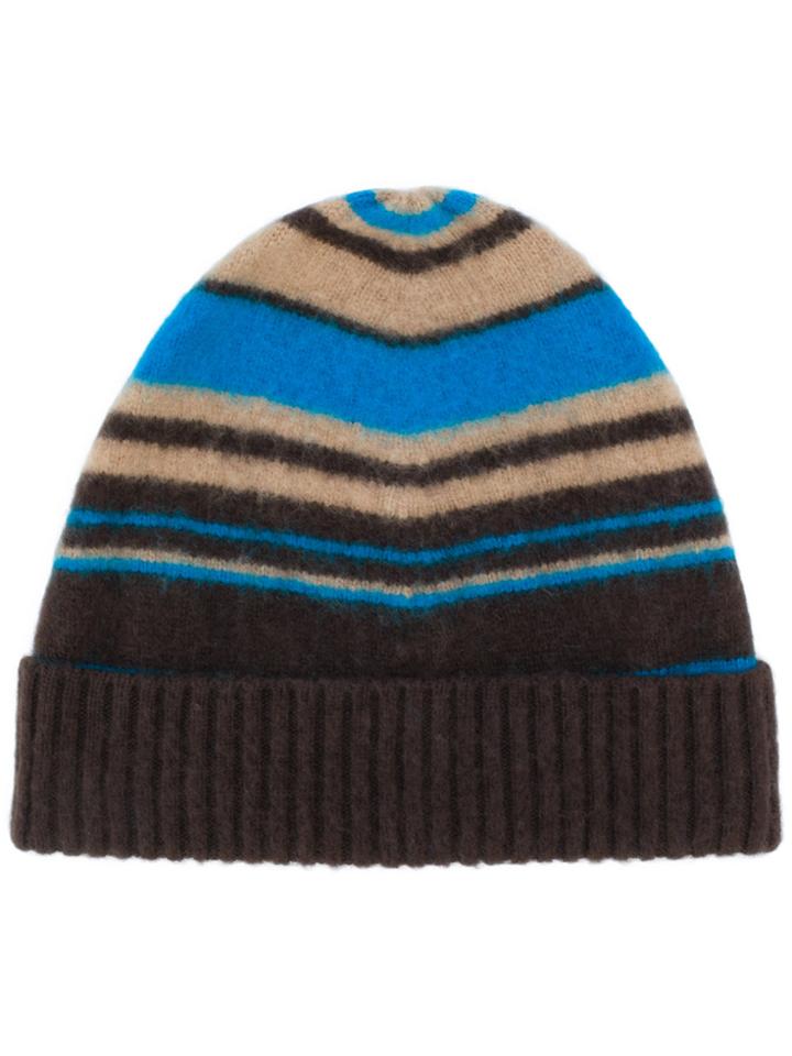 Drumohr Striped Knit Hat - Brown