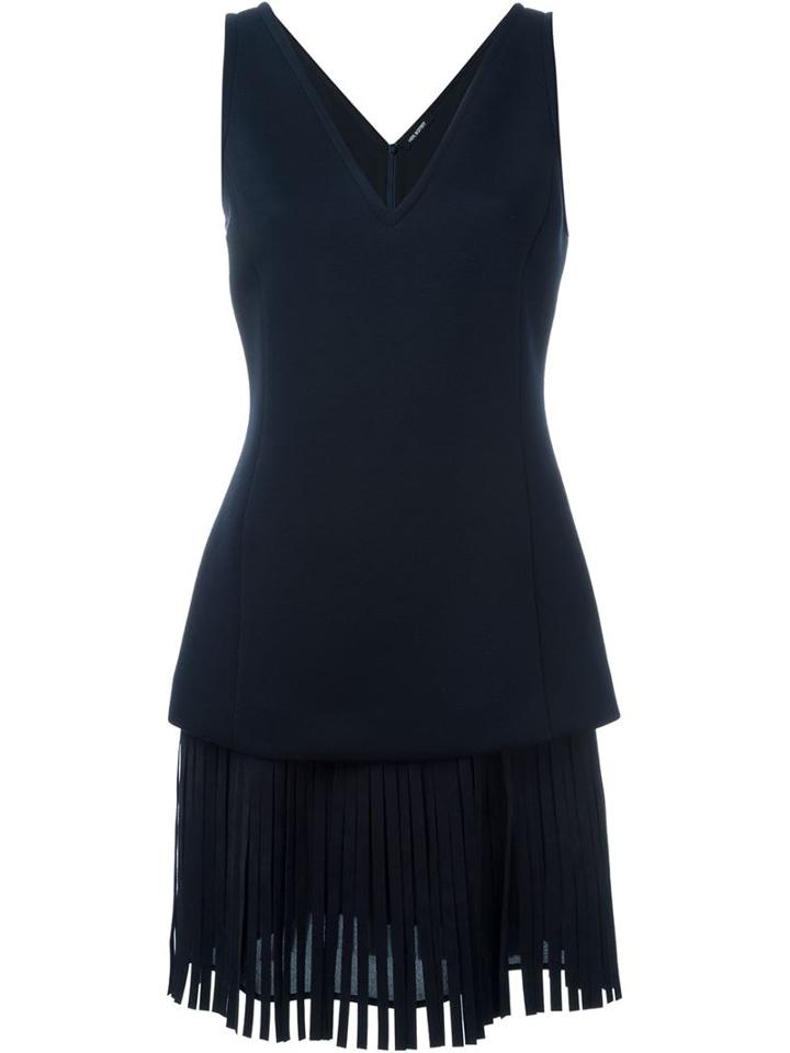 Neil Barrett Fringed Shift Dress, Women's, Size: 38, Blue, Viscose/spandex/elastane